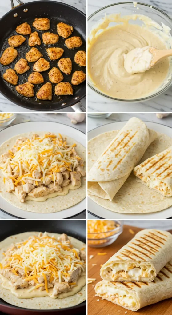 Cheesy Garlic Chicken Wraps