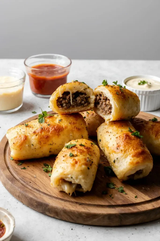 Garlic Butter Beef Cheeseburger Rollups