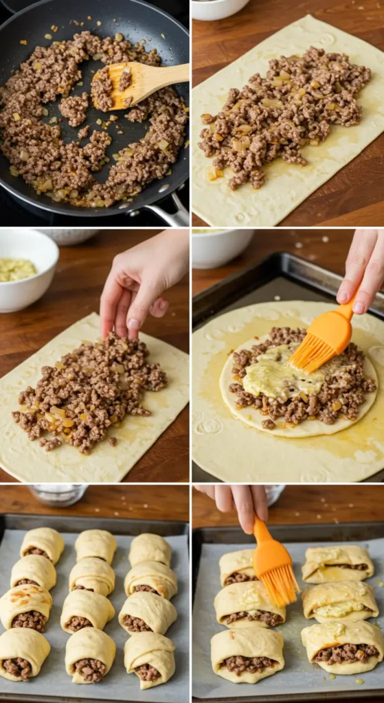 Garlic Butter Beef Cheeseburger Rollups