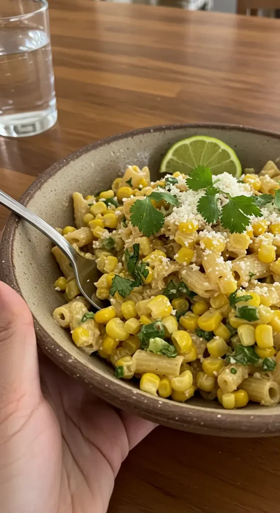 healthy street corn pasta salad