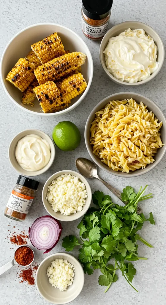 healthy street corn pasta salad