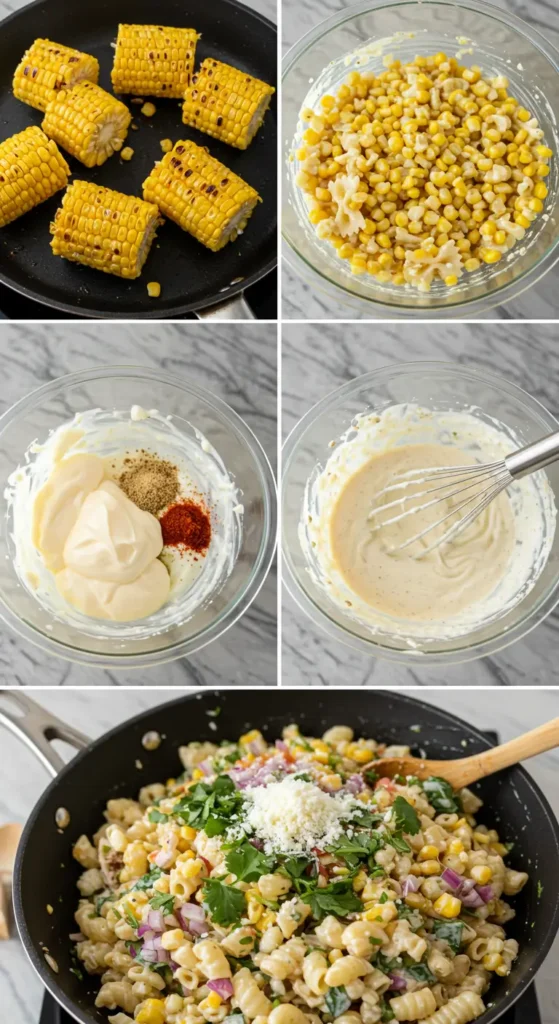 healthy street corn pasta salad