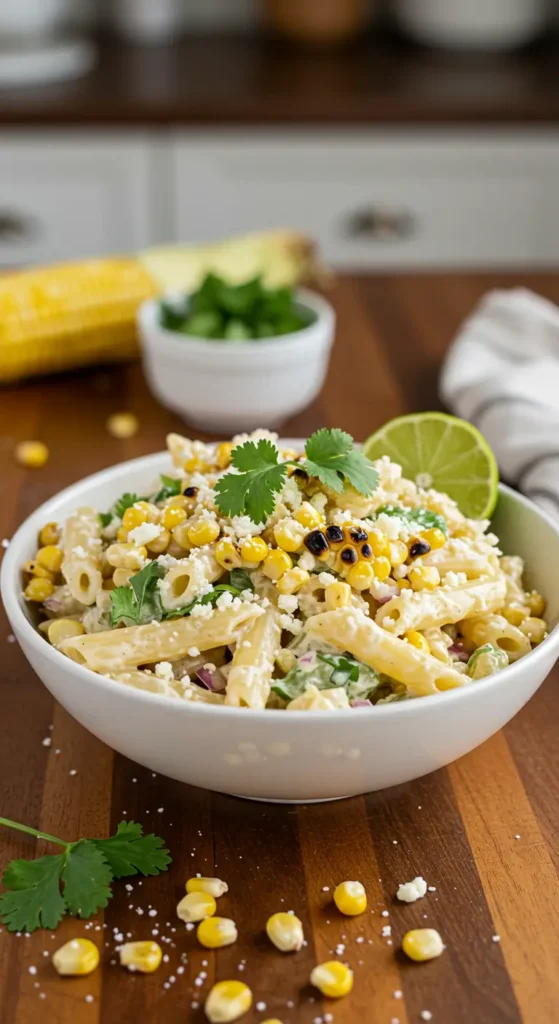 healthy street corn pasta salad