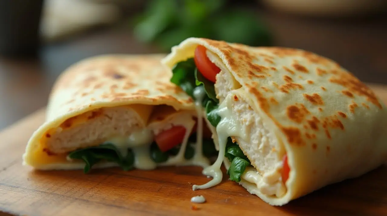 cheesy garlic chicken wraps