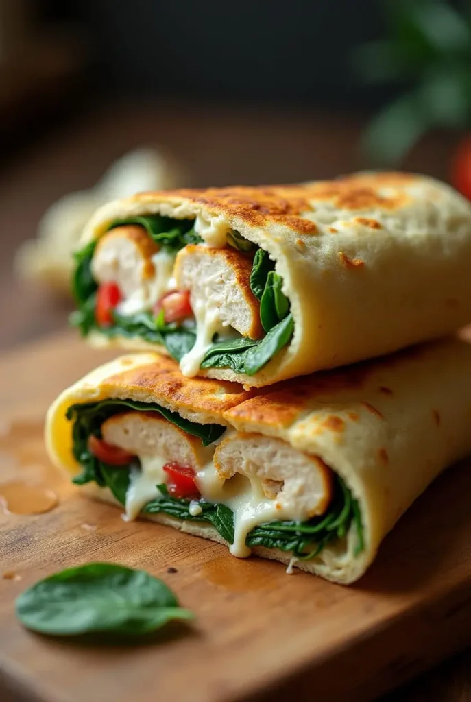 cheesy garlic chicken wraps
