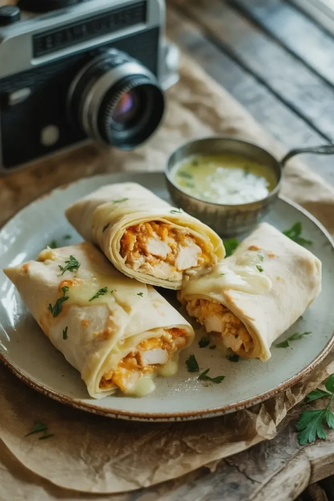 cheesy garlic chicken wraps