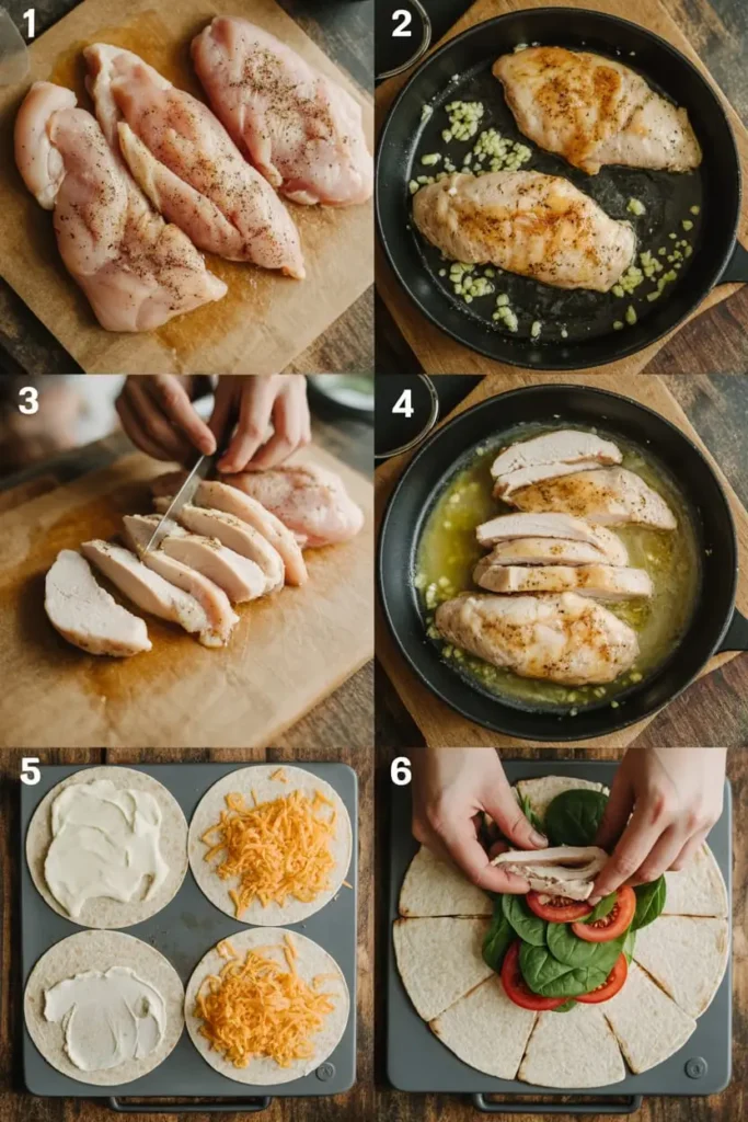cheesy garlic chicken wraps