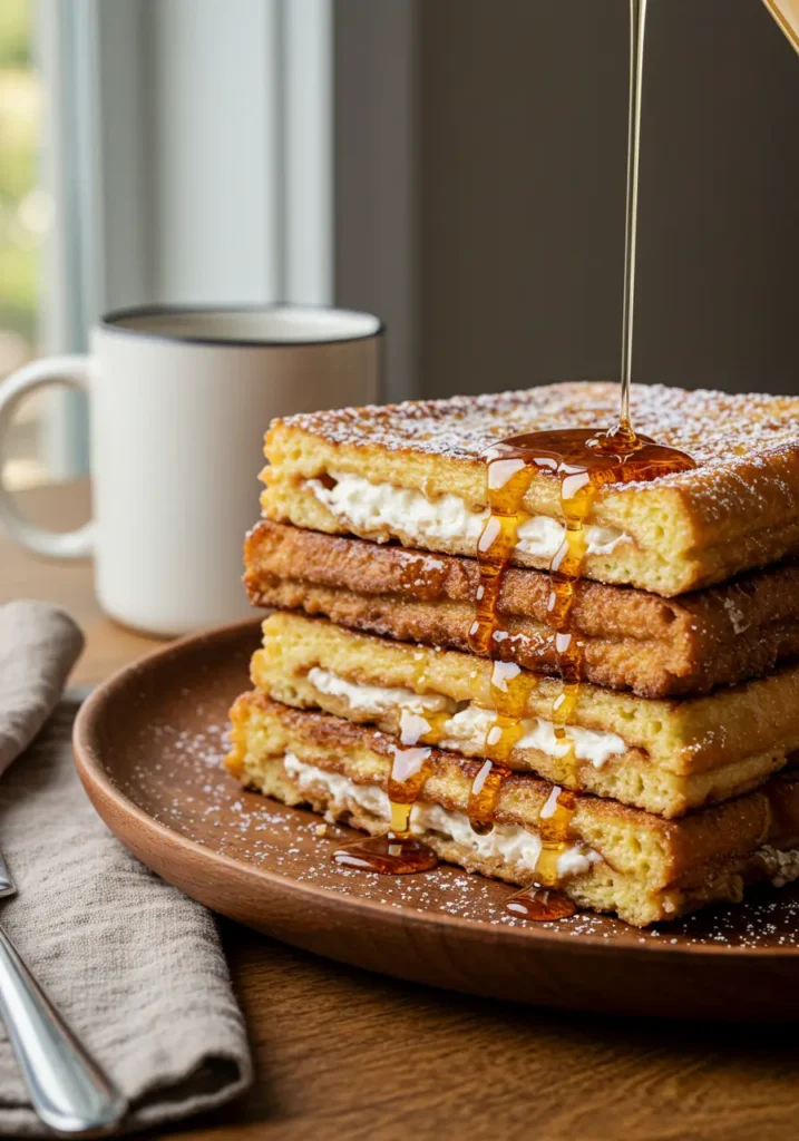 churro stuffed french toast with cinnamon sugar