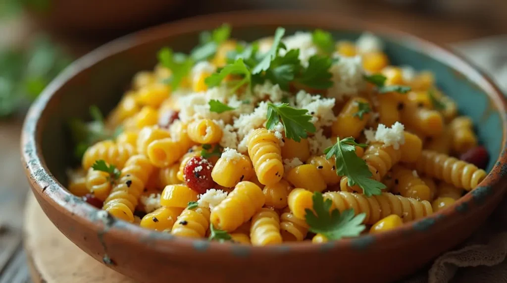 healthy street corn pasta salad