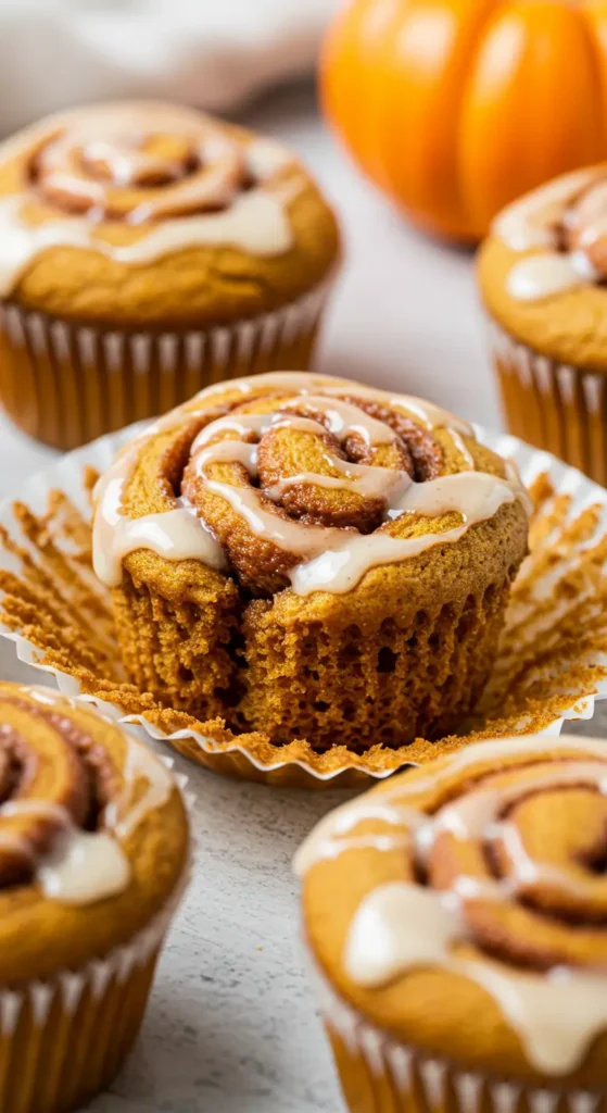 Pumpkin Cinnamon Roll Muffins