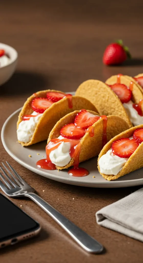 Strawberry Crunch Cheesecake Tacos