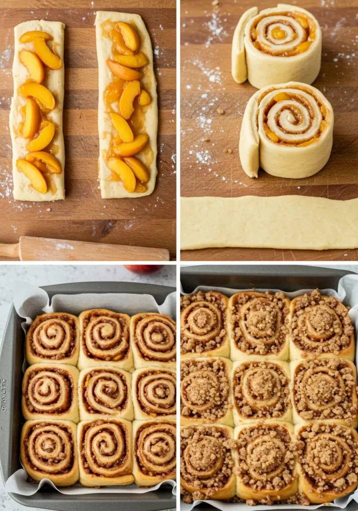 peach cobbler cinnamon rolls