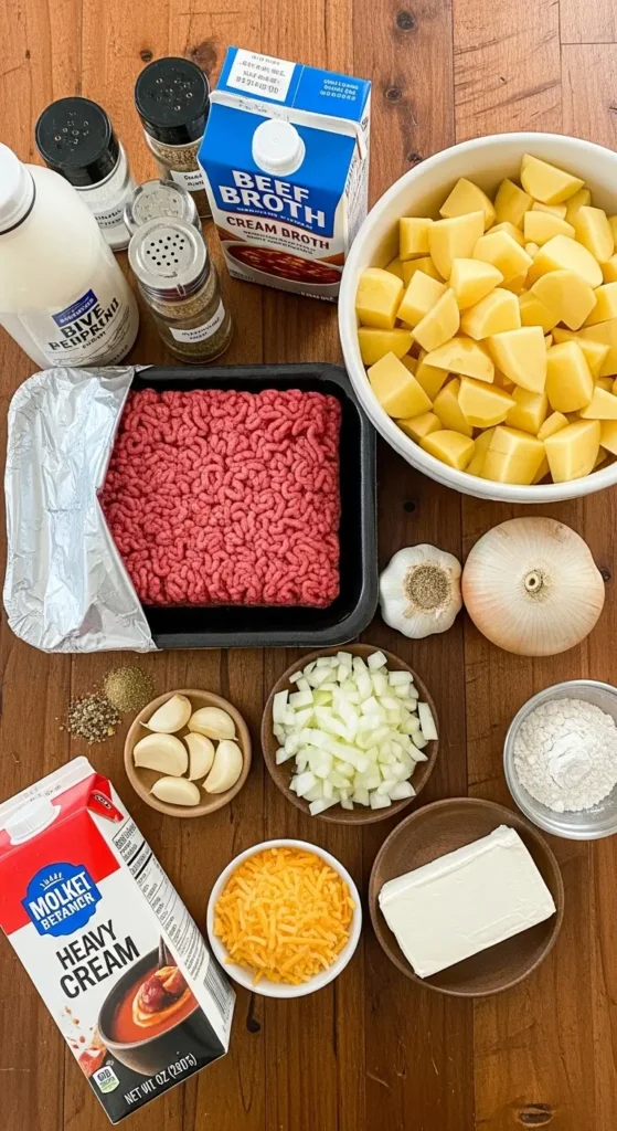 Cheesy Beef & Potato Soup