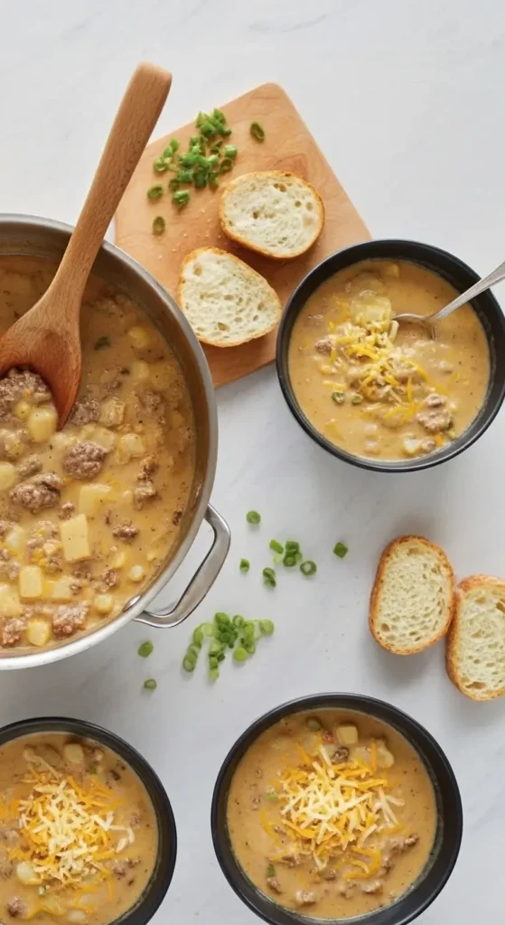 Cheesy Beef & Potato Soup