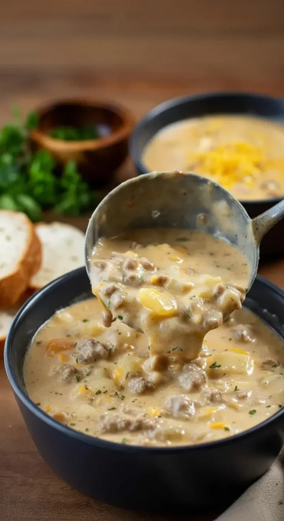 Cheesy Beef & Potato Soup
