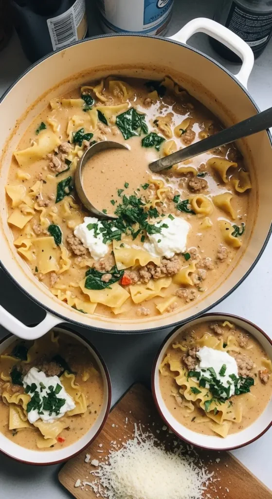 Creamy Alfredo Lasagna Soup