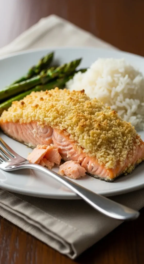 Crispy Parmesan Crusted Baked Salmon