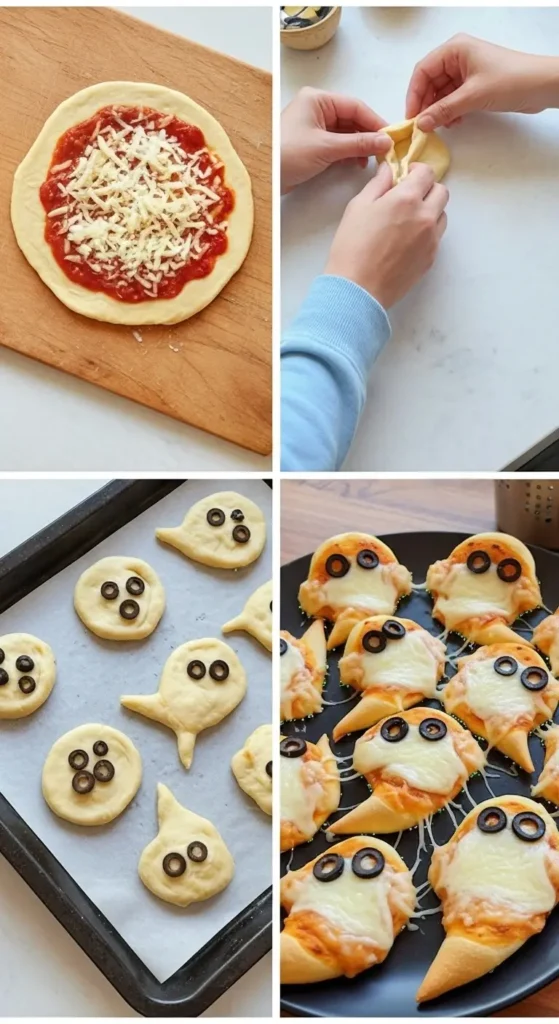 Ghostly Cheese Pizza Bites