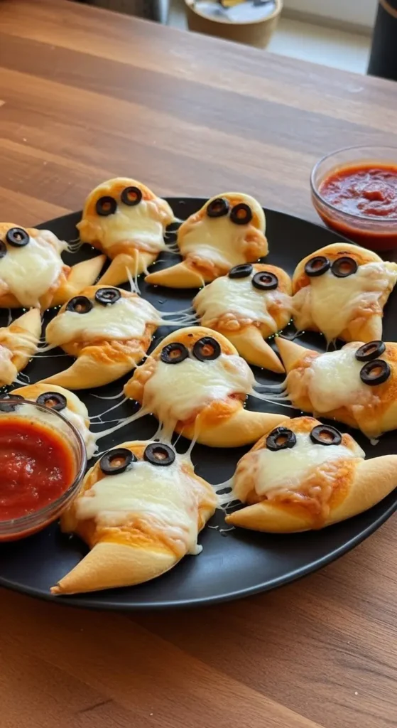 Ghostly Cheese Pizza Bites