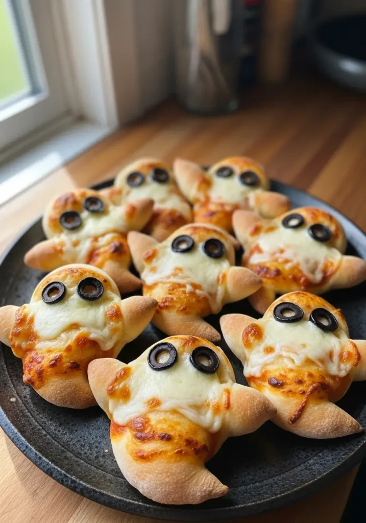 Ghostly Cheese Pizza Bites