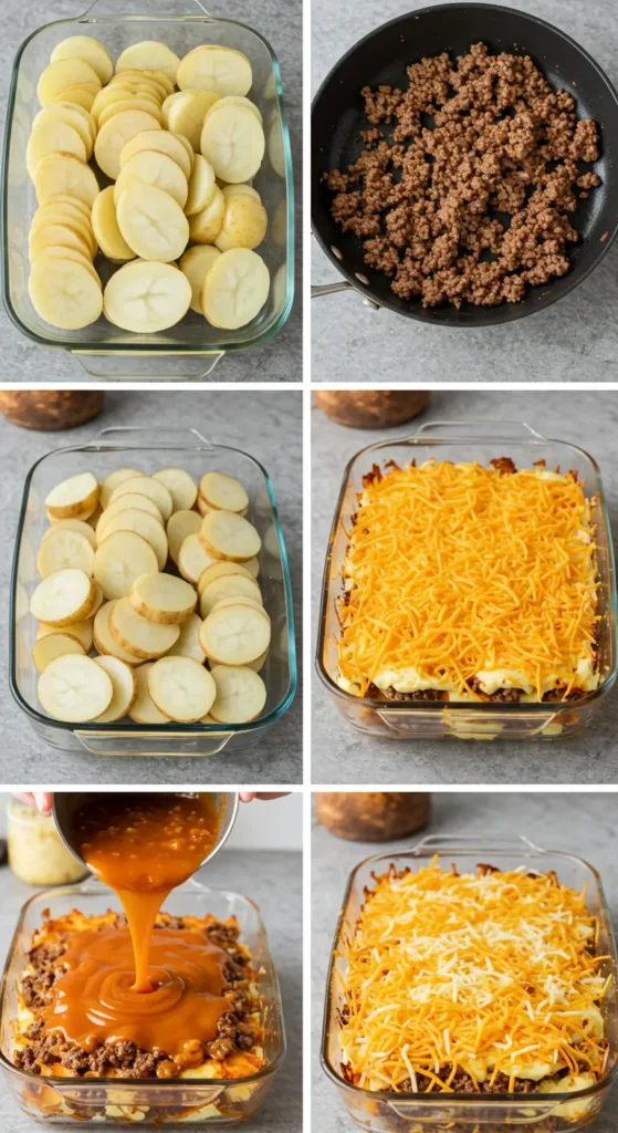 Hobo Casserole with Ground Beef & Potatoes