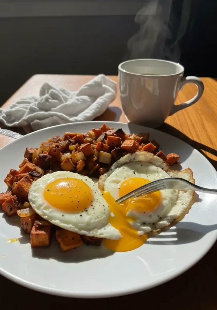 Sweet Potato Hash with Fried Eggs