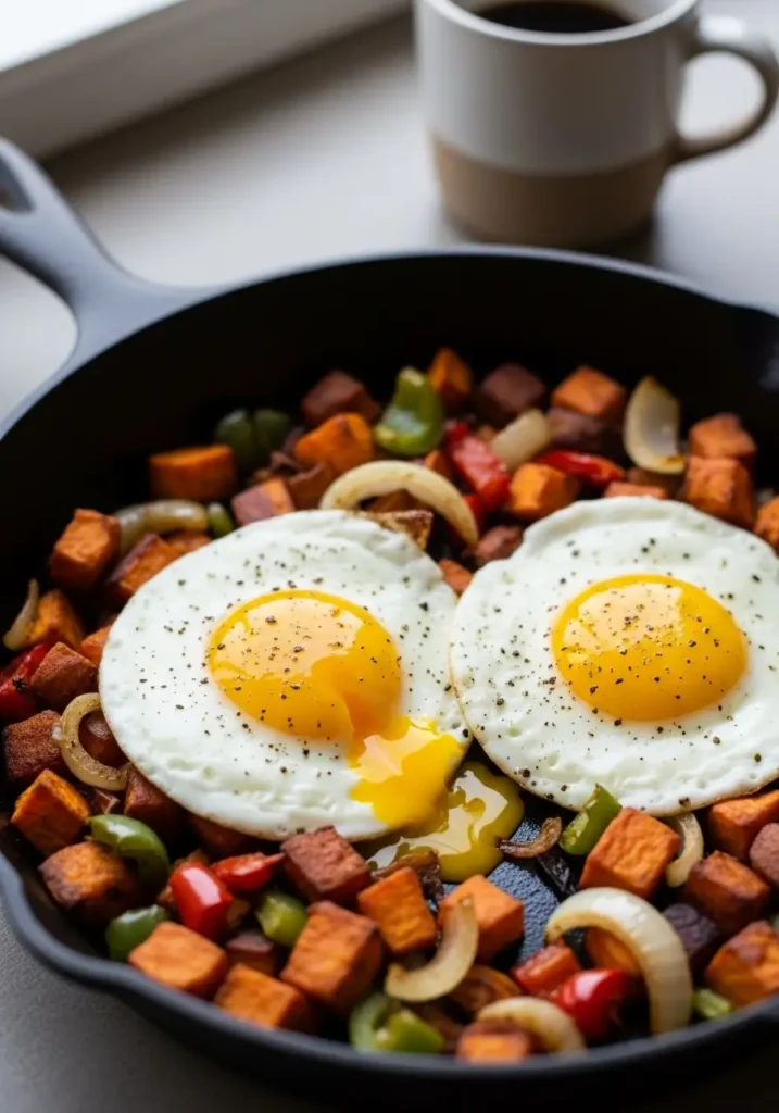Sweet Potato Hash with Fried Eggs
