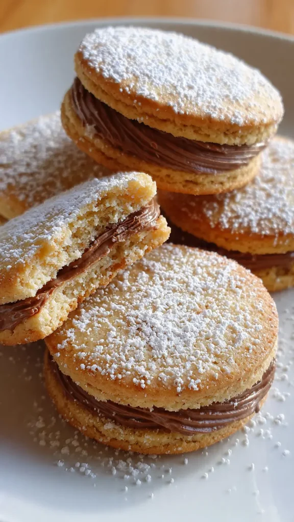 Hazelnut Shortbread Cookies with Nutella Ganache