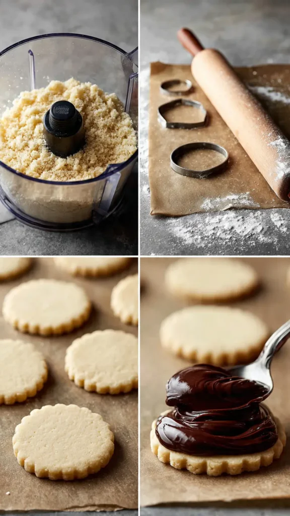 Hazelnut Shortbread Cookies with Nutella Ganache