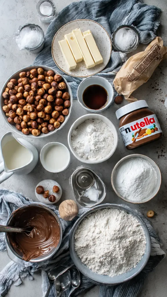 Hazelnut Shortbread Cookies with Nutella Ganache