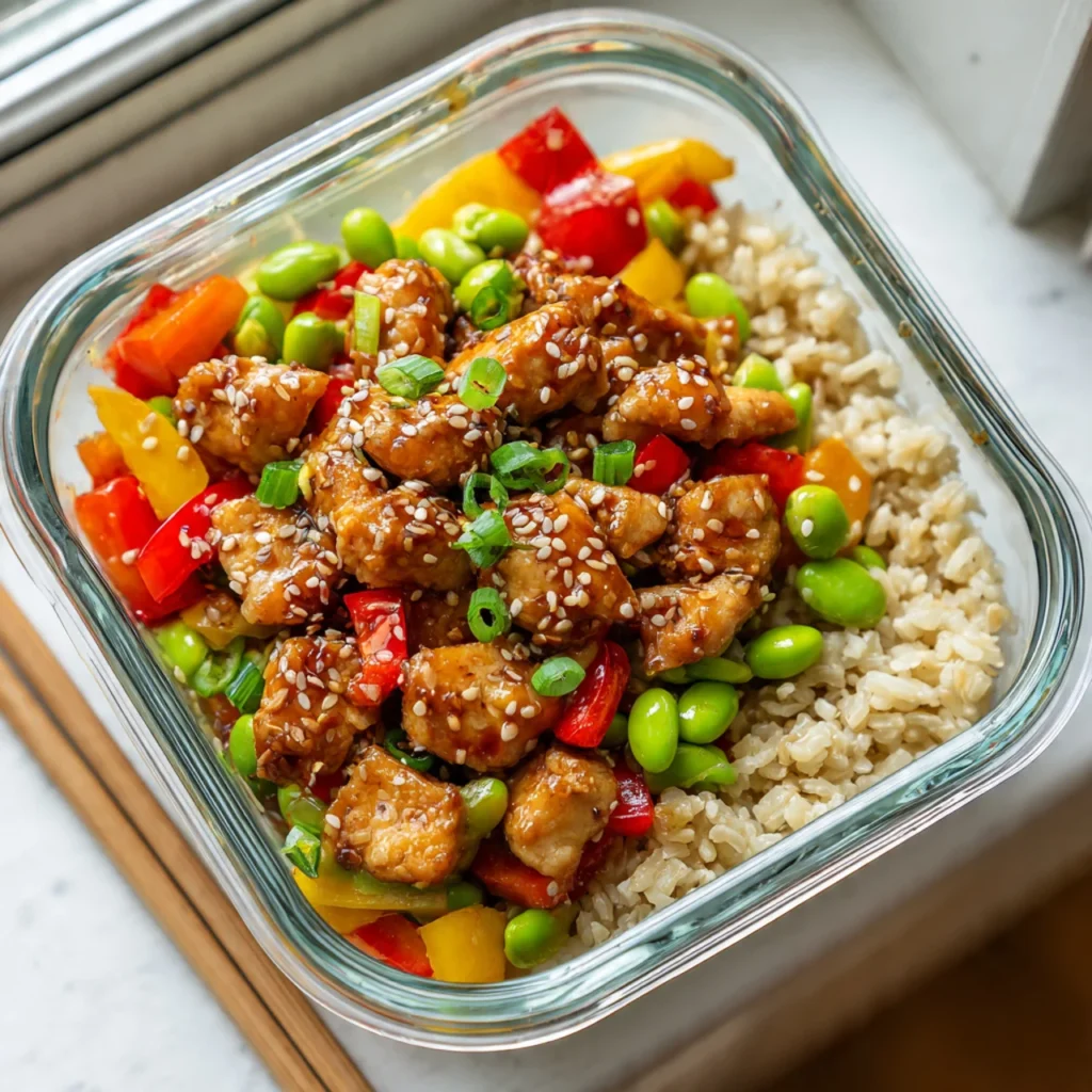 Chicken bowl with vegetables and rice