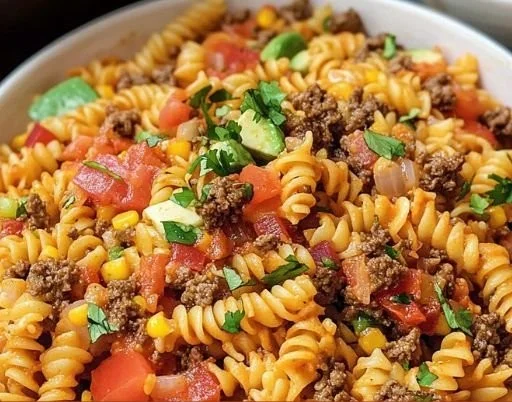 Easy and flavorful 30-Minute Taco Pasta Salad served in a bowl