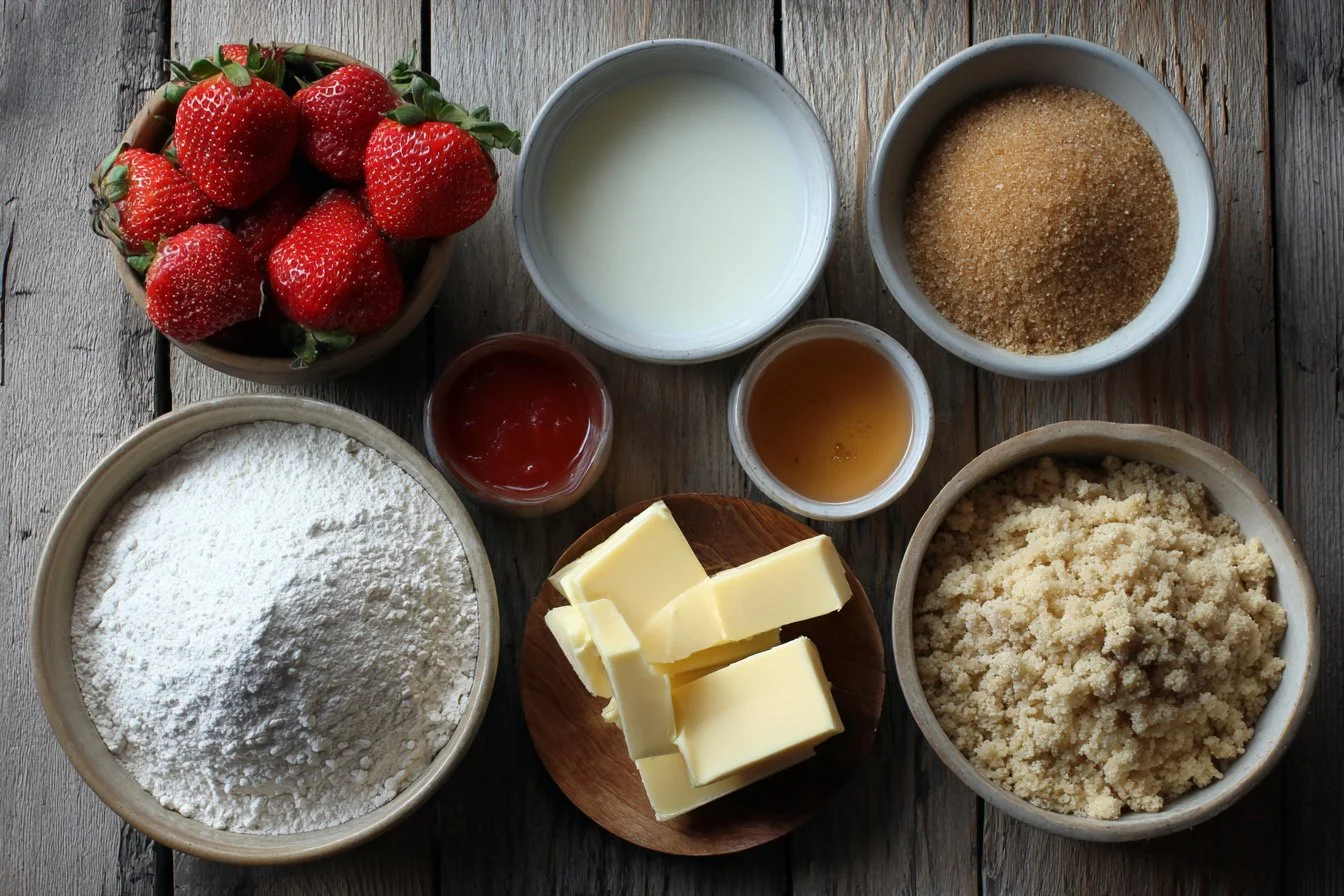 Big Strawberry Rhubarb Buttermilk Muffins with Brown Sugar Streusel