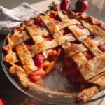Brown Butter Strawberry Peach Pie with fresh strawberries and peaches