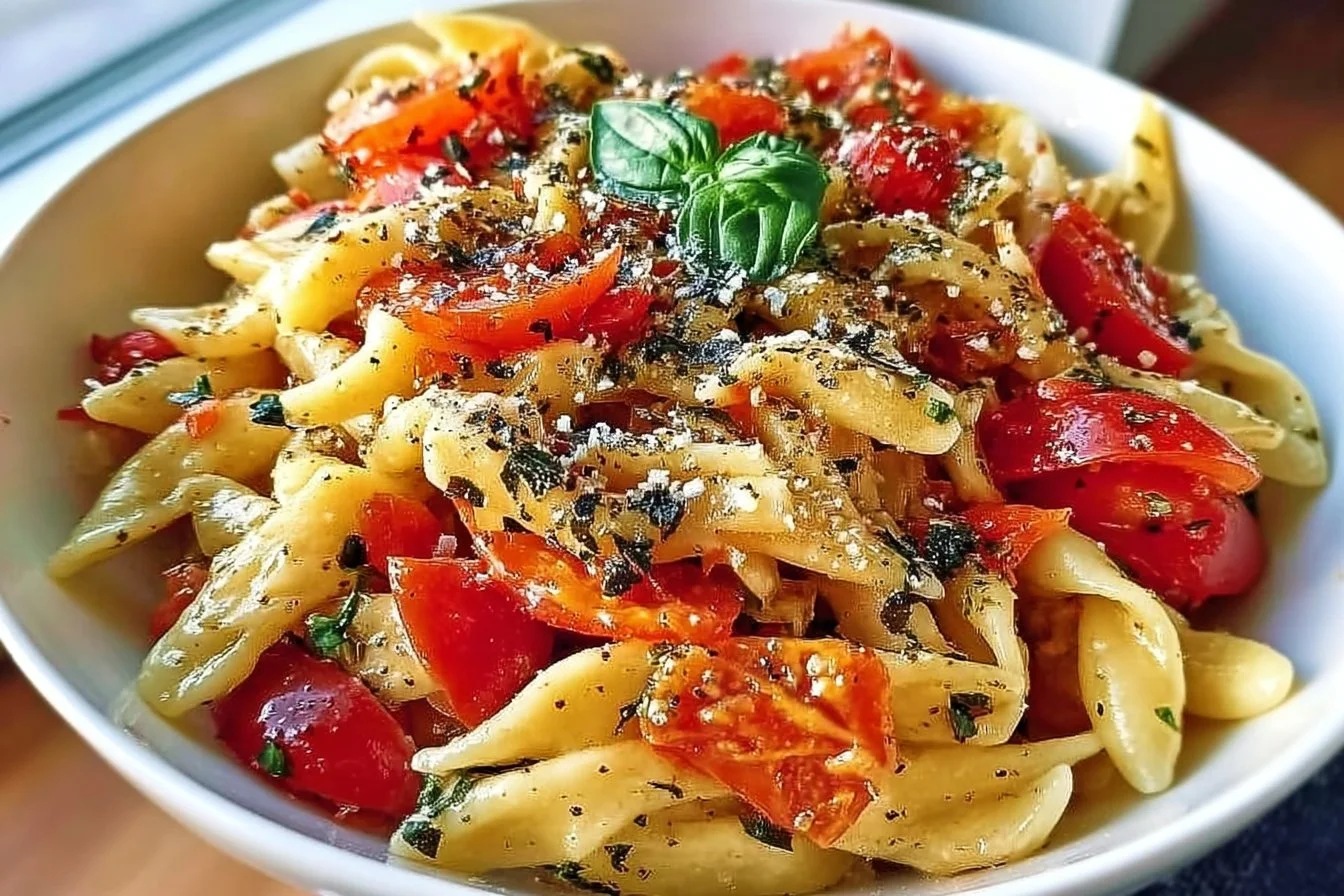 Bruschetta Pasta (Pasta with Tomatoes and Basil)