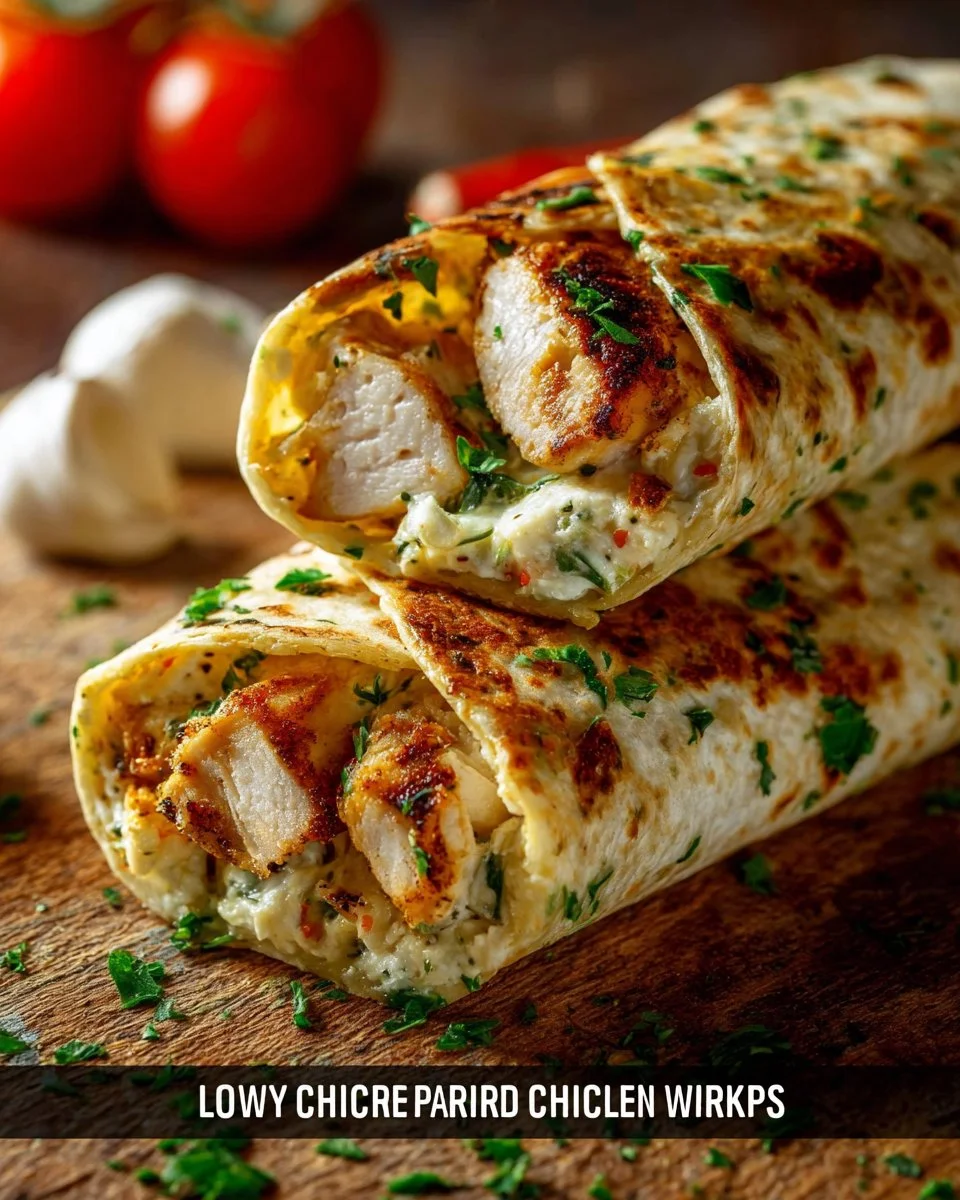 Cheesy Garlic Chicken Wraps