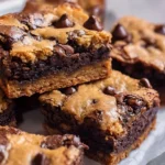 Delicious chocolate chip brownies with a cookie twist