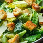 Classic Caesar salad with romaine lettuce, croutons, and Caesar dressing