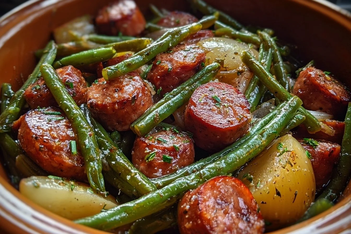 Crockpot Sausage and Green Beans