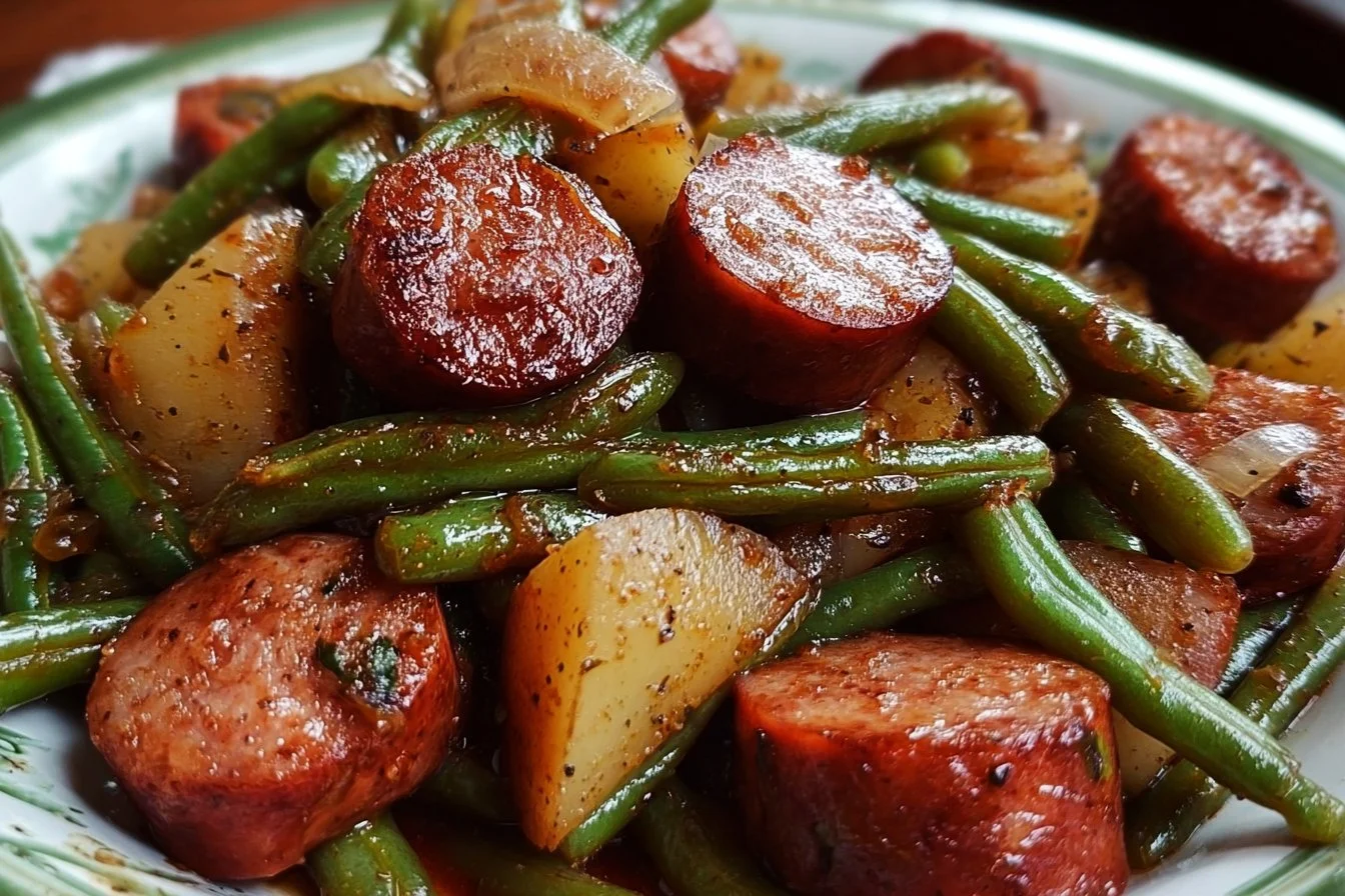 Crockpot Sausage and Green Beans