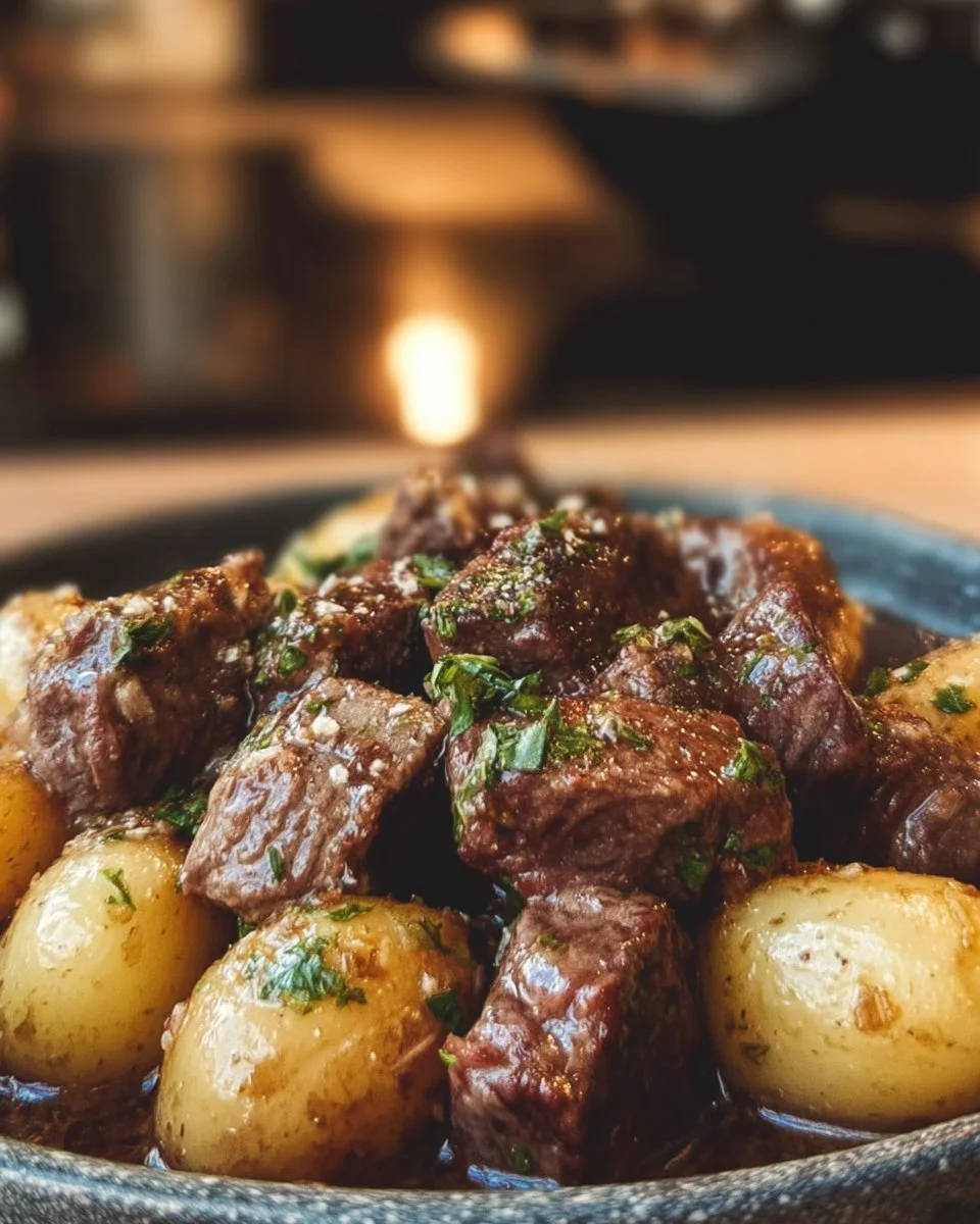 Garlic Butter Beef Bites with Potatoes