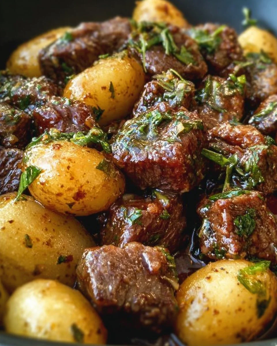 Garlic Butter Beef Bites with Potatoes