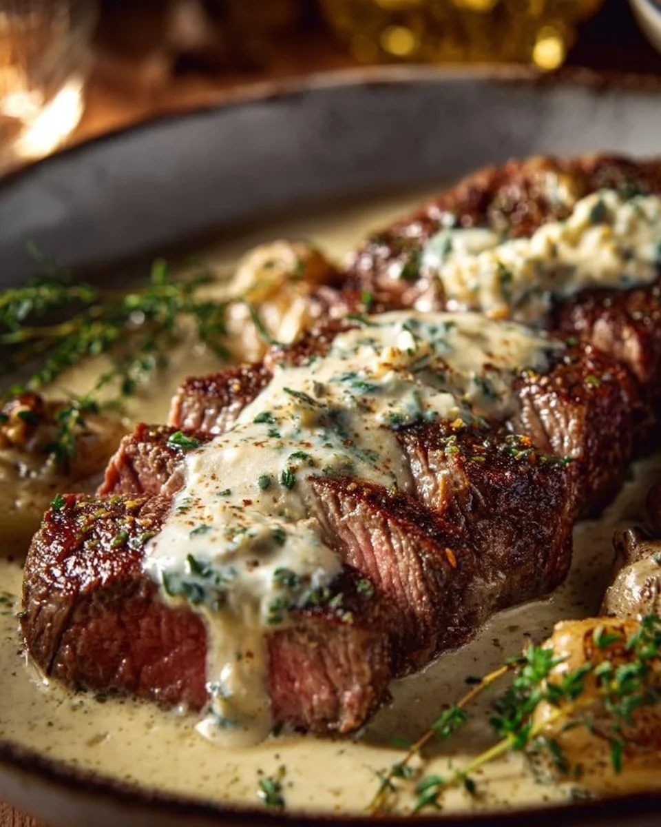 Garlic Butter Steak With Parmesan Cream Sauce