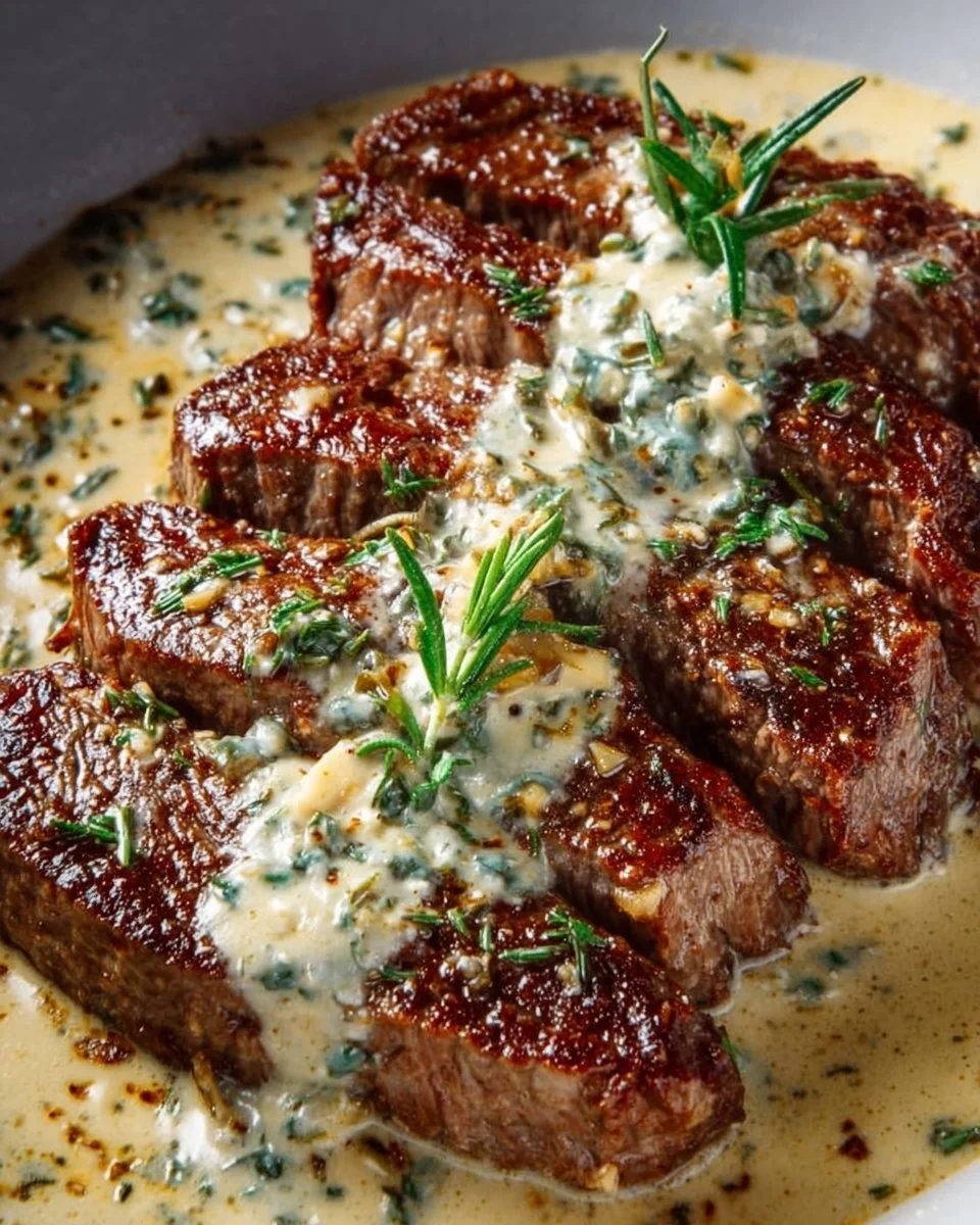 Garlic Butter Steak With Parmesan Cream Sauce