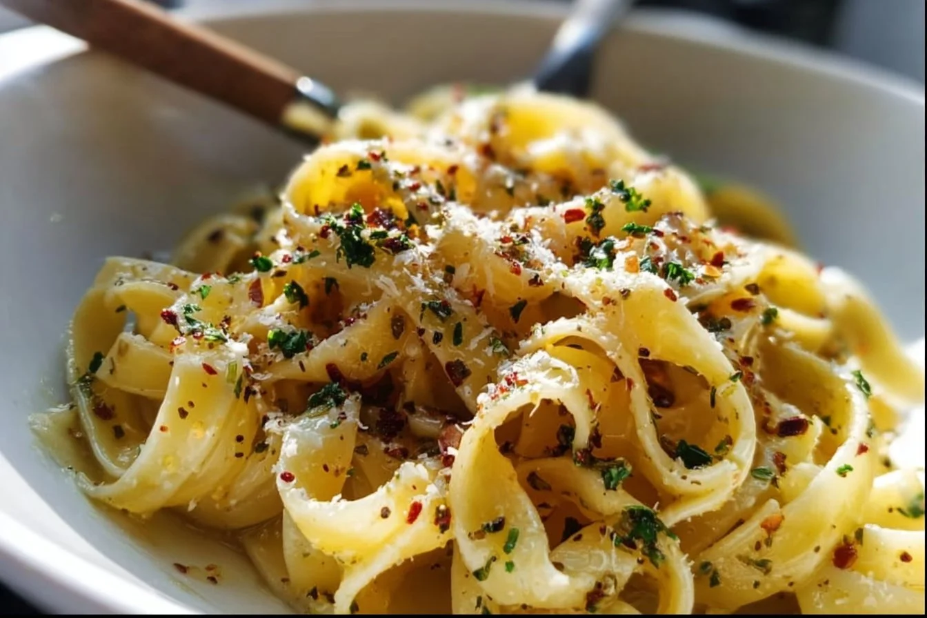 Italian Pasta with Garlic Olive Oil Sauce
