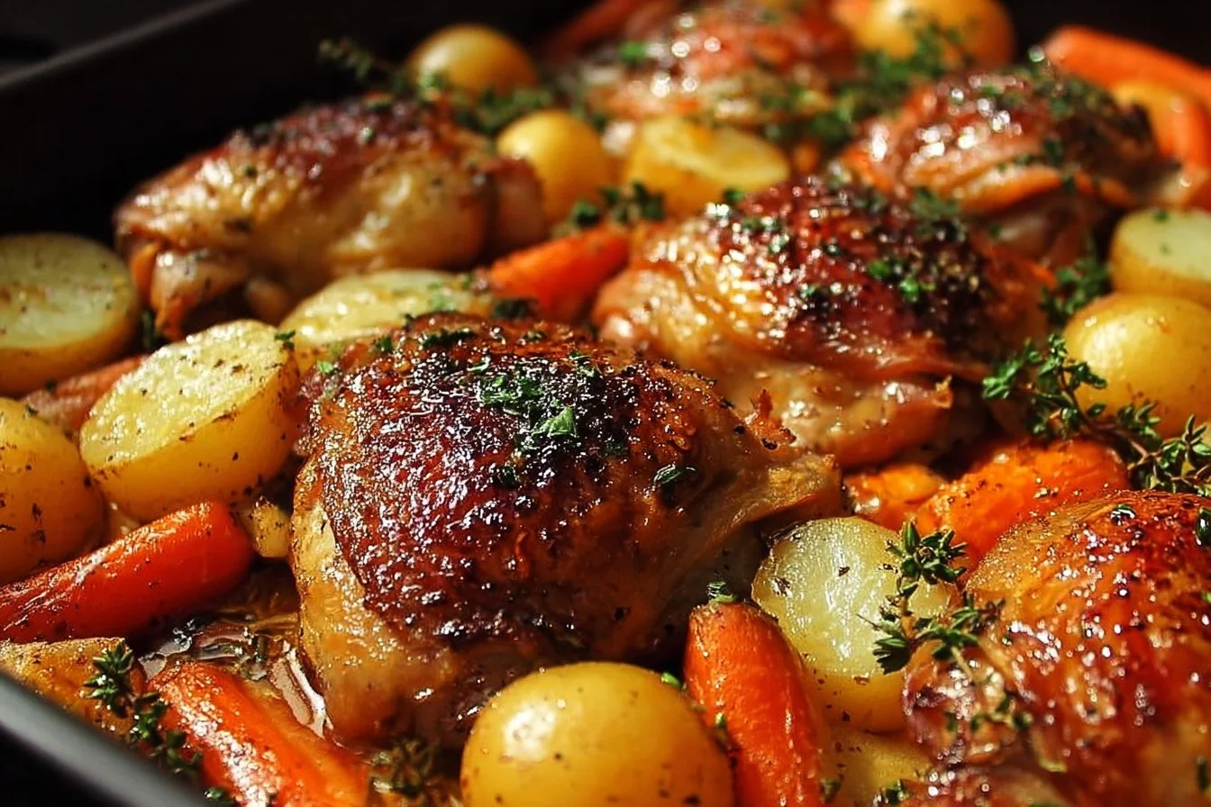 One-Pan Roasted Chicken Thighs with Carrots and Potatoes