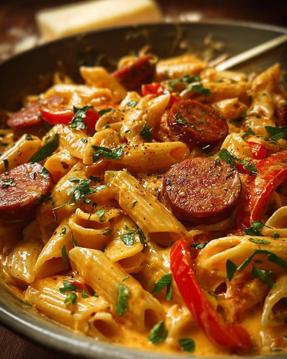 One-Pot Creamy Spicy Cajun Sausage Pasta