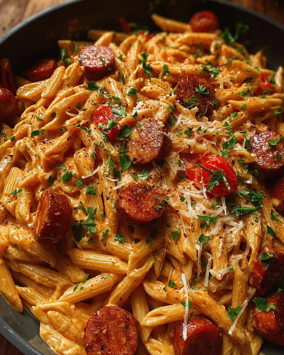 One-Pot Creamy Spicy Cajun Sausage Pasta