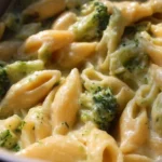 One Pot Healthy Broccoli Mac and Cheese dish with vibrant broccoli and creamy cheese sauce