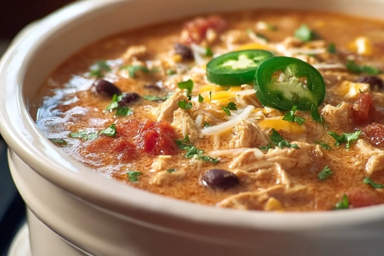 Slow Cooker Cheesy Chicken Chili